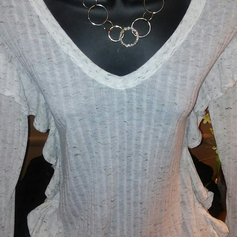 Lavender Fields V-Neck Ruffle Tee. - Picture 2 of 2